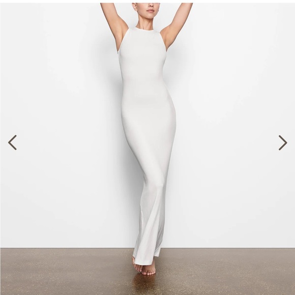 SKIMS Dresses & Skirts - Skims soft lounge sleeveless maxi dress in marble white. NWT size xs